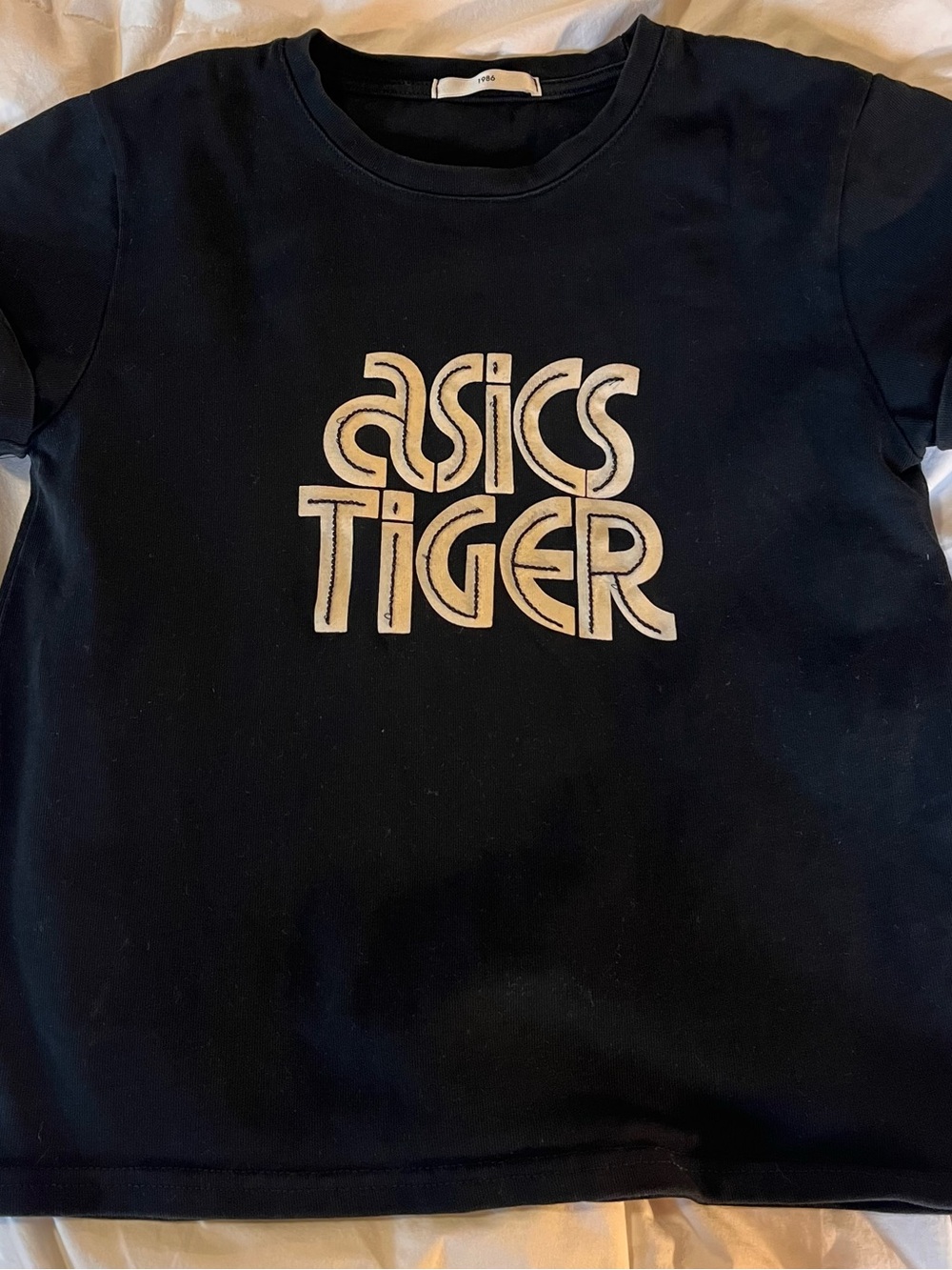 ASICS TIGER Vintage Retro Graphic Logo Crewneck T-Shirt - Black size small